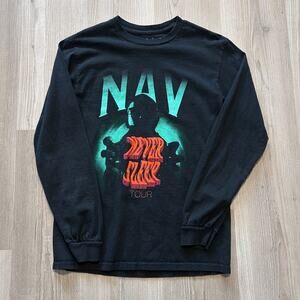 Nav The Never Sleep Tour 2023 Black Long Sleeve Concert Merch Tee Shirt Sz Small